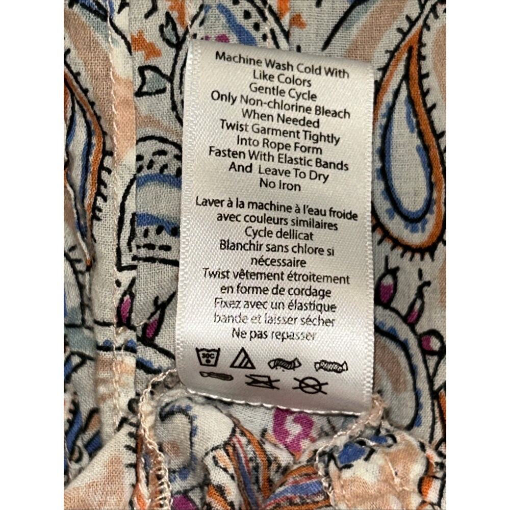 Coldwater Creek Sz LG Cotton Floral paisley Band Collar Shirt Pintucks Career - Picture 8 of 11